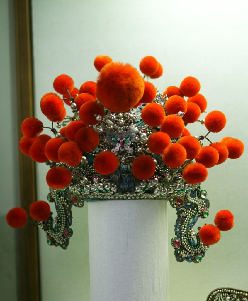 图片[1]-Green satin beaded pommel helmet-China Archive